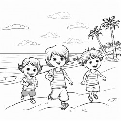 children playing at the beach