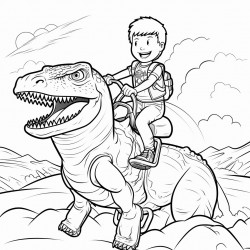 superhero riding a dinosaur