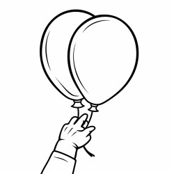 a hand that let some balloon go with the shape of these letters o m and a