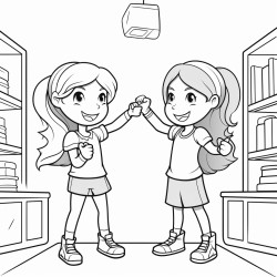 two girl teachers fist bumping in classroom