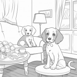 rabbit and dog in sitting room