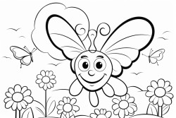 large smiling butterfly in a spring garden