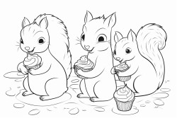 a group of squirrels eating ice cream sandwiches