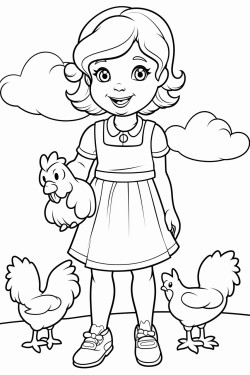 girl with chickens