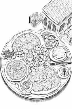 aerial view of the pizza table