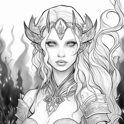 a elf girl who is fire themed