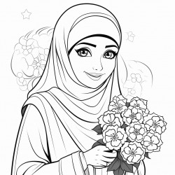 muslim woman with flowers and diamond