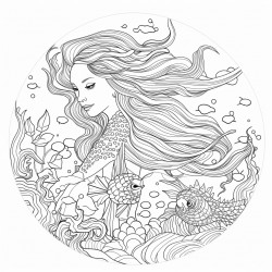 mermaids swimming among colorful coral reefs