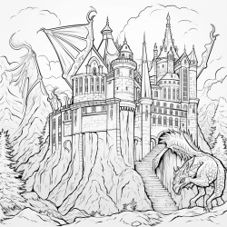 gothic castle with a dragon