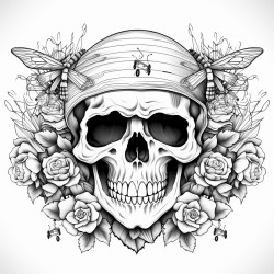 a skull with bumblebee