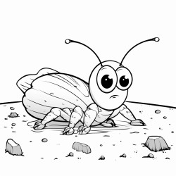 an antlion digging a pit to trap asteroids adorable characters