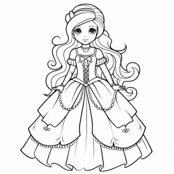 girl long hair gala dress long gloves