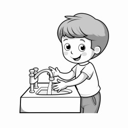 hand washing steps thick outline label