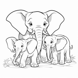 family cubs of elephant