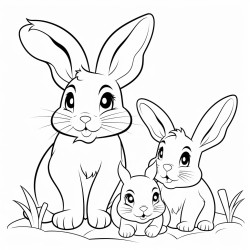 family cubs of rabbit