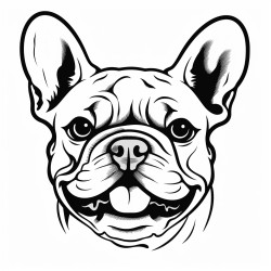 portrait of a french bulldog face tongue showing