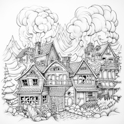 a fire themed village