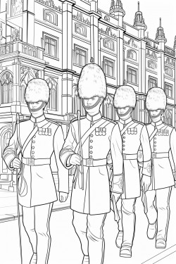 united kingdom kings guards in changing ceremony
