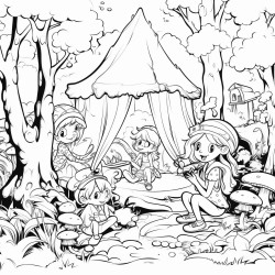 campers imagining a magical forest filled with fairies and hidden treasure