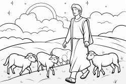 shepherds in field at night