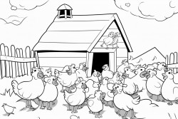 a henhouse in the midst of a herd without animals