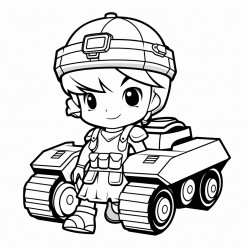 soldier and tank chibi style easy coloring for kids