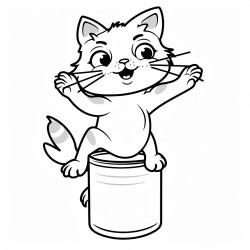 cat jumping of can