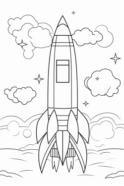 illustration of rocket in a space