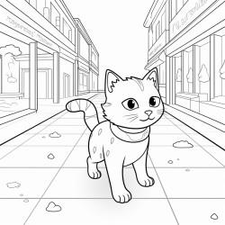 a cat strutting through the mall