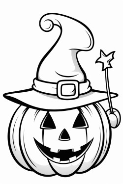 a witchs hat resting on a pumpkin