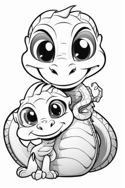 creepy cute snake and dragon together