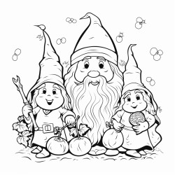 cute wizard family fruits candy florets nature