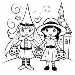 czarownica i wilkoak na halloween