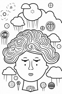 crea un mono para colorear que tenga las lneas del contorno punteadas