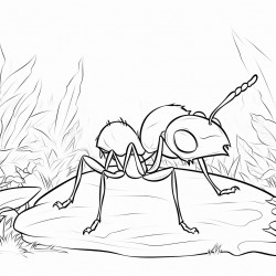an ant in the forest with a paintbrush