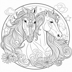 moon and sun with a horses