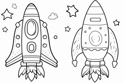 simple rocket ship and astronaut