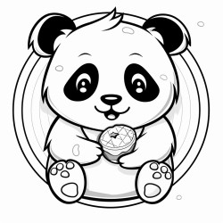 panda face closeup eating a cookie