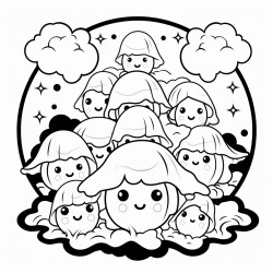 moon bats mushroom spooky coloring page