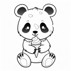 panda eats ice cream cone
