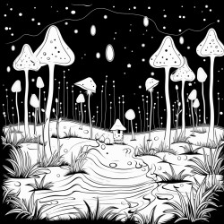 a magical forest with glowing fireflies