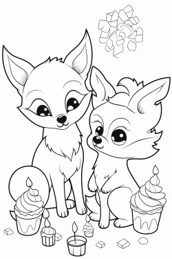 a fox and a deer celebrating their birthdays