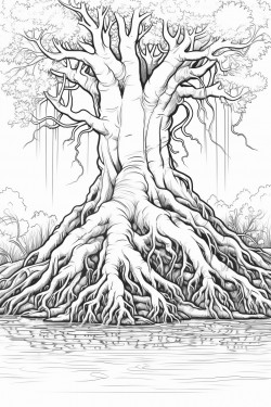 large tree roots visible