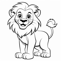 happy lion with a big fluffy mane