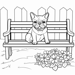 pug park bench flowers