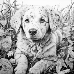 dog playing in leaves