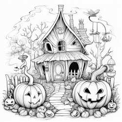 halloween pumpkin with a hunter house
