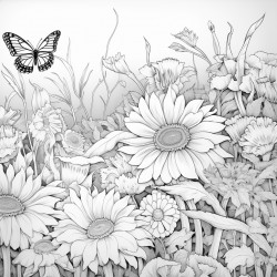 blooming garden a lush garden filled with blooming flowers and butterflies