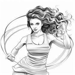 a beautiful athletic woman doing rhythmic sports with a ribbon