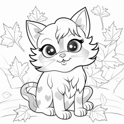 a cat in fall colorful leaves